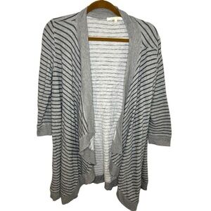 Soft Joie Knit Heathered Gray Striped Cardigan Sweater